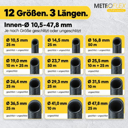 METEOFLEX® SUNPROTECT LEERROHR NW23 NW26 NW29 NW37 NW50 geschlitzt und ungeschlitzt