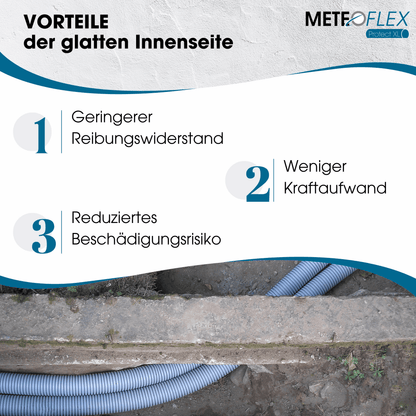 METEOFLEX® Protect XL Leerrohr 450N M40 M50 M63, innen glatt, mit Muffe, mit Einzughilfe